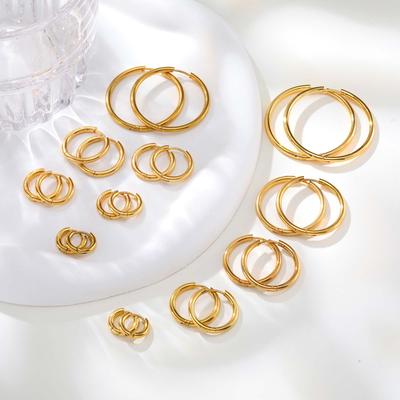 1 Paar runde kleine Creolen für Damen und Herren, Vergoldeter Edelstahl Große Ohrringe, Hypoallergener Piercing-Schmuck