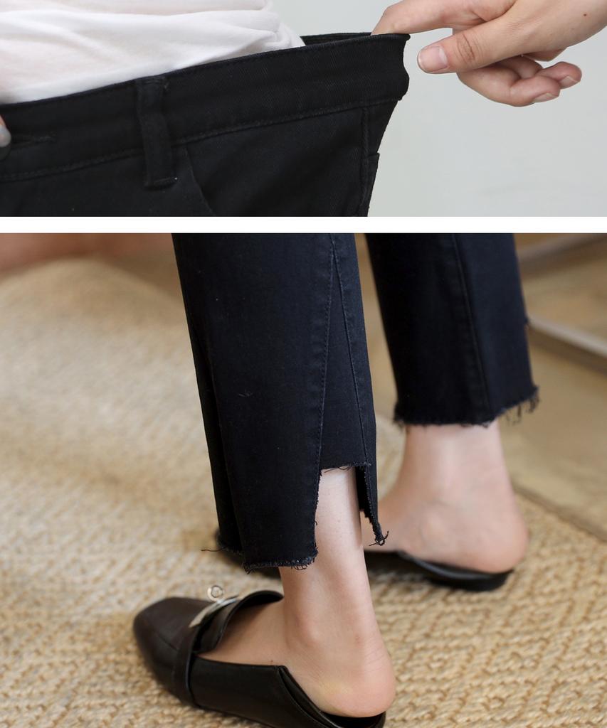 Ppaeppae Hidden Elastic Cut Semi-Bootcut Black Pants