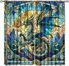 Stained Glass Blackout Window Curtains, Autumn Forest Mosaic Art Beautiful Nature Scenery Stained Glass Home Kitchen Livingroom
