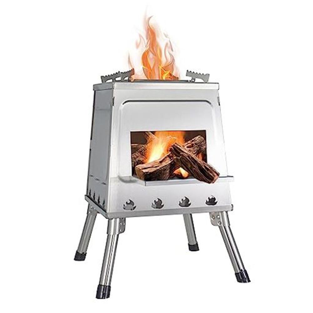 Mini Compact Folding Wood Stove Height Adjustable Portable Fire Wood Stove Stainless Steel Fire Wood Stove for Outdoor Camping