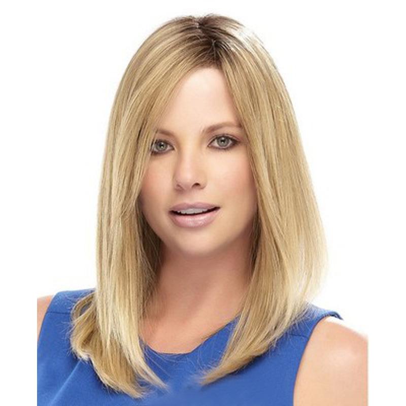 

Синтетический блонд парик с челкой натуральная прическа для женщин прямые волосы ежедневное использование на Хэллоуин костюм на Хэллоуин