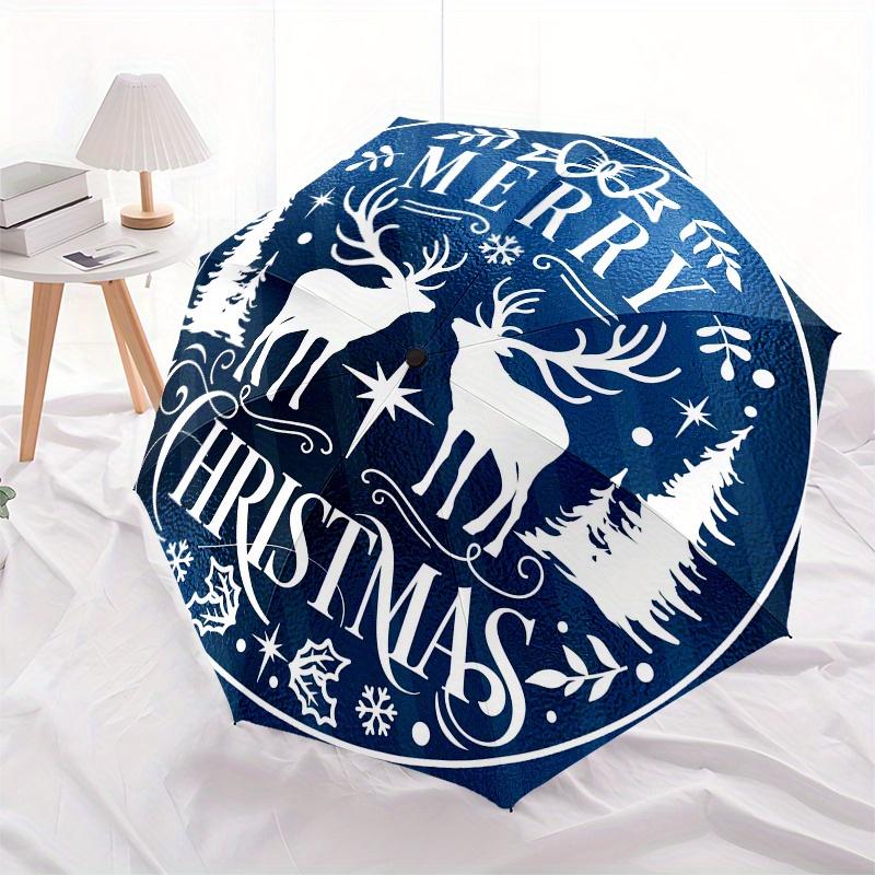 Merry Christmas Deer Scene StickerUmbrella, Portable 3-Fold Compact Umbrella,Christmas Gift ES427