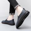 Men Brown Slip on Moccasins Hiking Shoes Black Flats Driving Shoes Blue Handmade Casual Wide Head Shoes Plus Size
