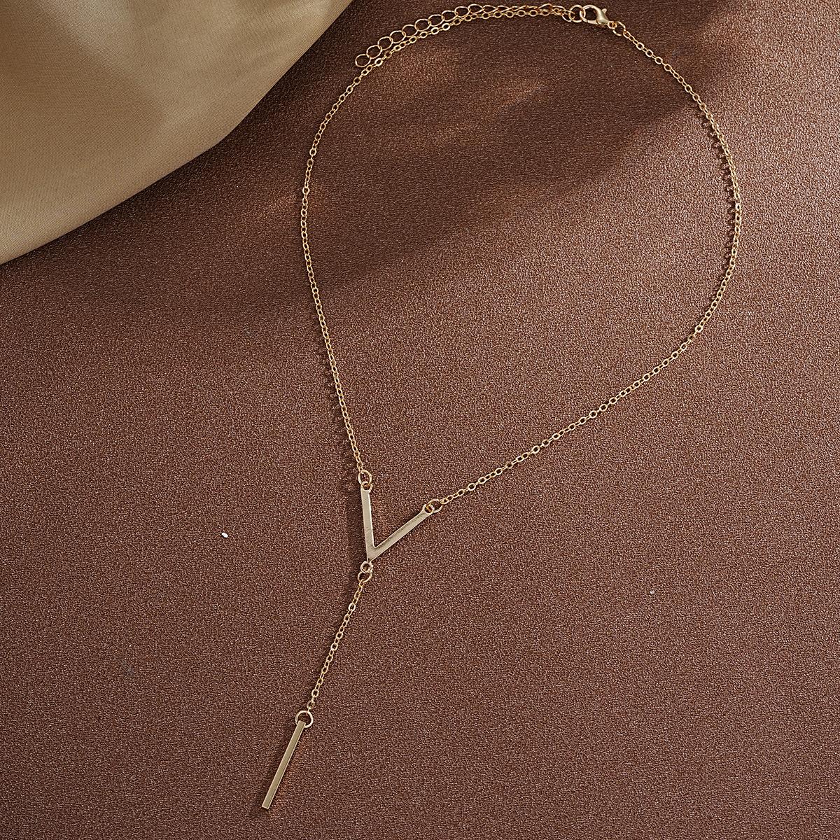 

Golden V-Shaped Long Collarbone Necklace For Women, New Sexy Design, Party Gift Fashion Jewelry Necklace золотой
