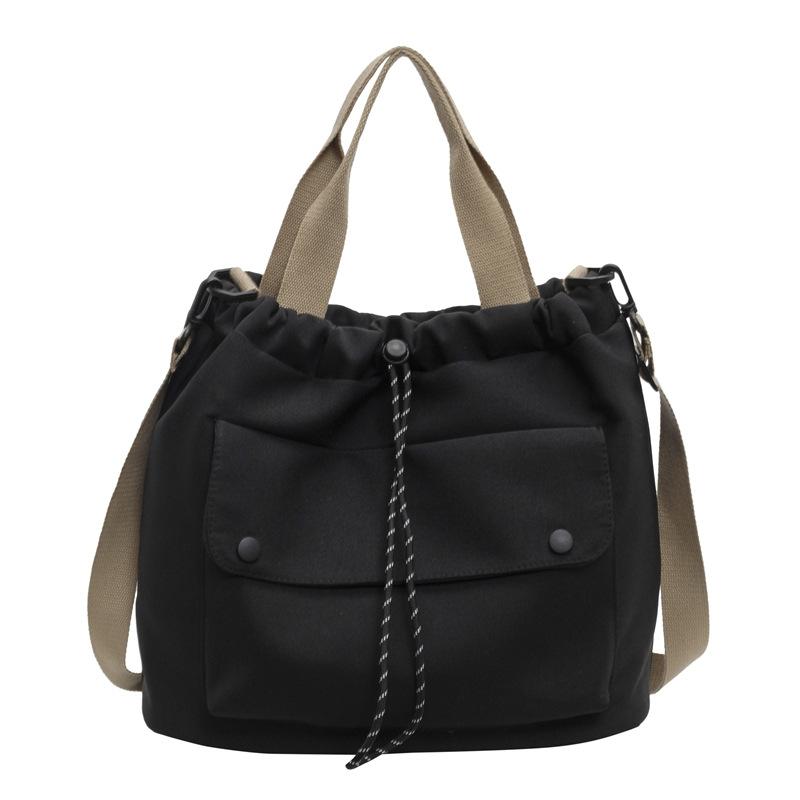 Casual drawstring tote bag women's versatile lightweight simple shoulder bag fashion commuting out portable messenger bag