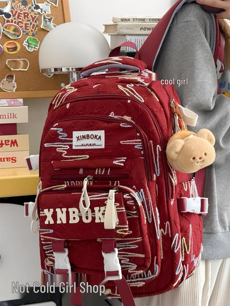 Cute Lightweight Rainbow Pleated Backpack for High School & Middle School Students