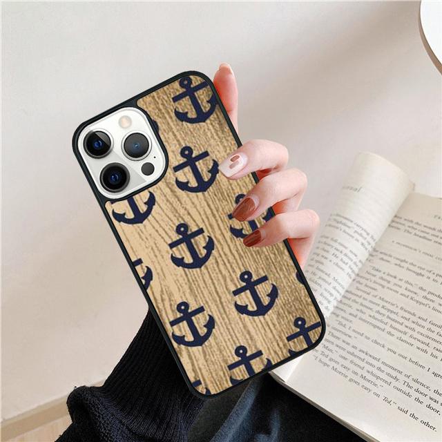 Stripes Anchor Boat Ship Wheel Phone Case Back Cover for iPhone 17 Air 16 15 14 13 11 12 Pro Max Plus Shell Coque