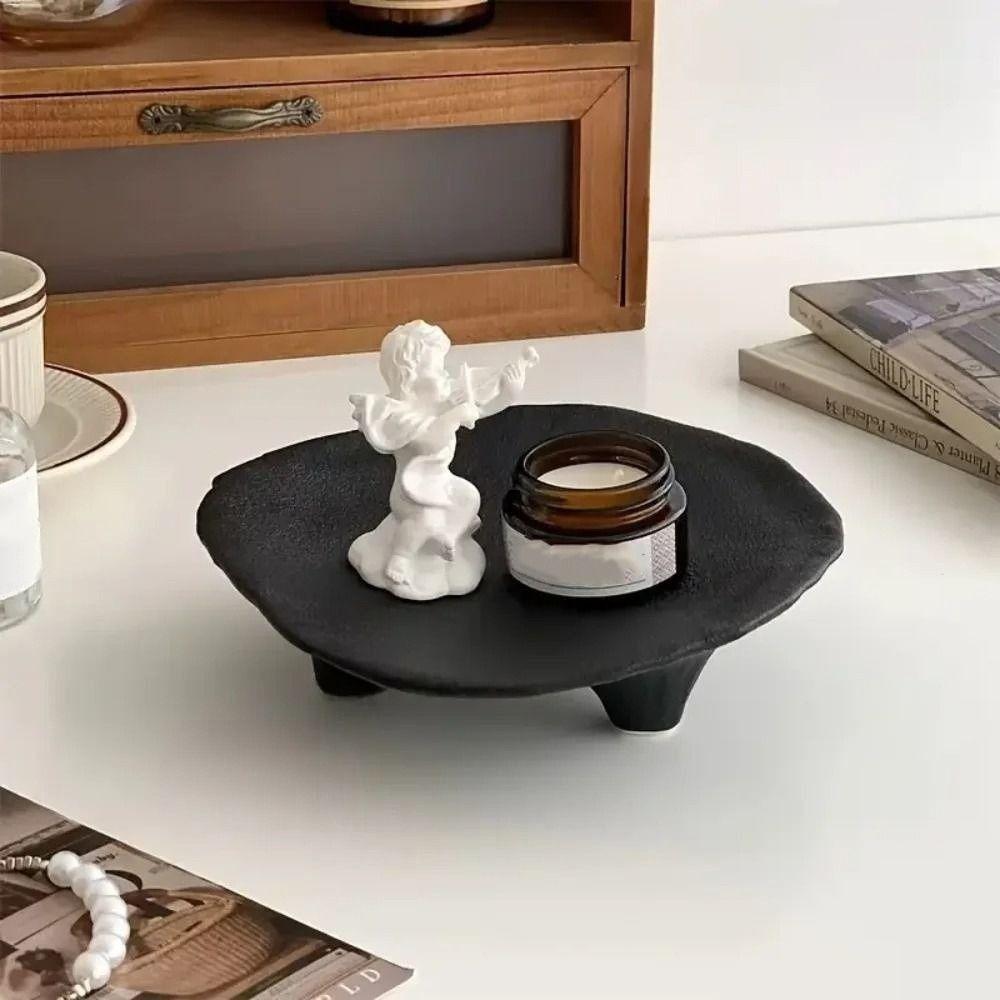 Irregular Jewelry Storage Tray Ceramic Aromatherapy Candle Stand Jewelry Display Rack  Food