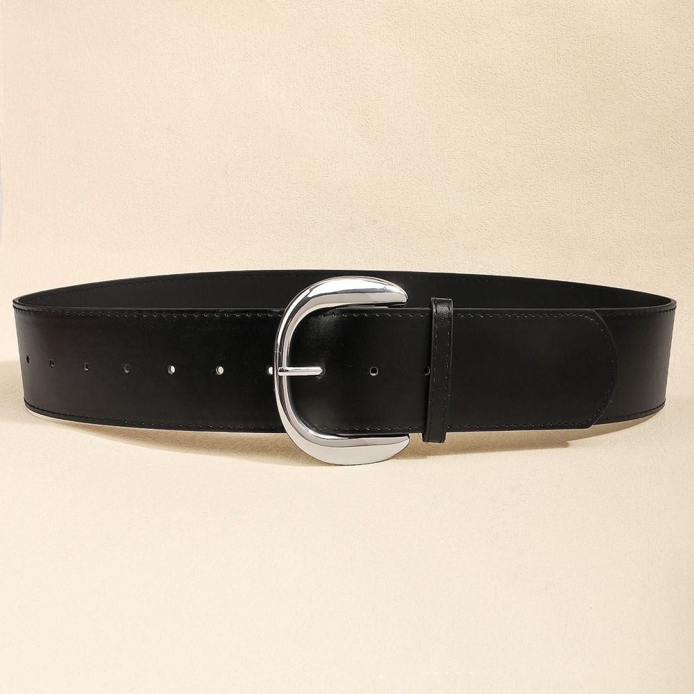 Rivet Leather Waistband Metal Buckle Western Cowboy Belt Adjustable Women Wide Belt  Girl