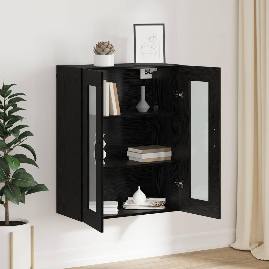 Storage Cabinet Black Oak Effect 27.8 X 13.4 X 35.4 In (L X W X H)