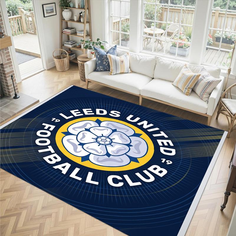 Leeds United Design Kristall Samt Teppich Gemütlich Nicht?Rutschfester Teppich mit Aufdruck für Schlafzimmer Wohnzimmer Eingang