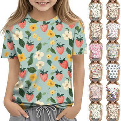 Camiseta infantil para meninos e meninas, camiseta de manga curta estampada para meninos e meninas