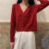 Early Autumn New Knitted Outer Cardigan Short Korean Version V-neck Loose Inner Long-sleeved Thin Sweater Jacket Women's Clothing