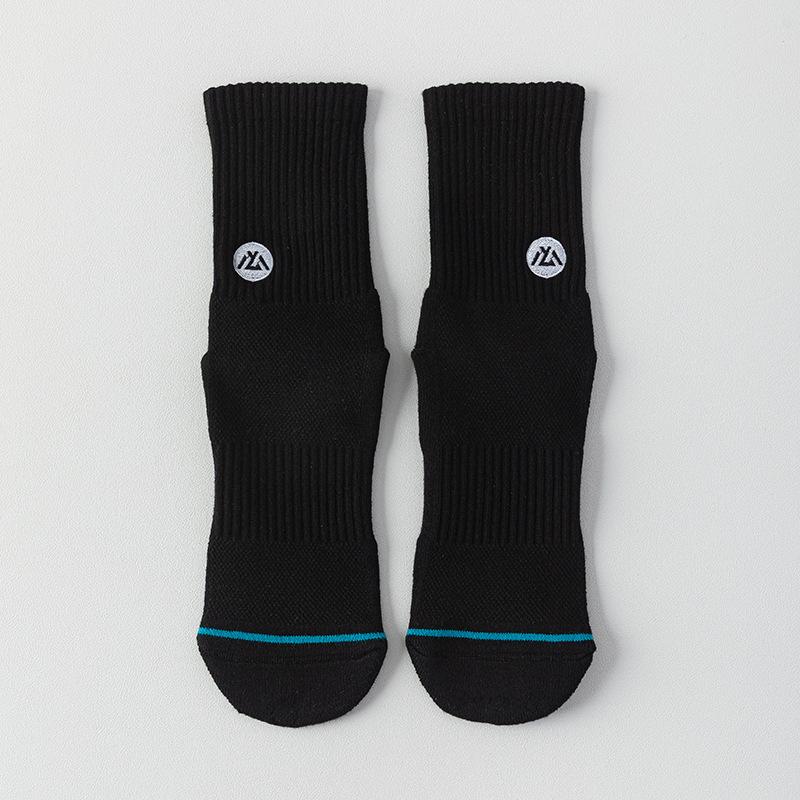 

Мужские хлопковые носки до середины икры, однотонные, осенне-зимние, влагопоглощающие и дышащие, длинные, спортивные, для баскетбола, бега 1 pair чёрный