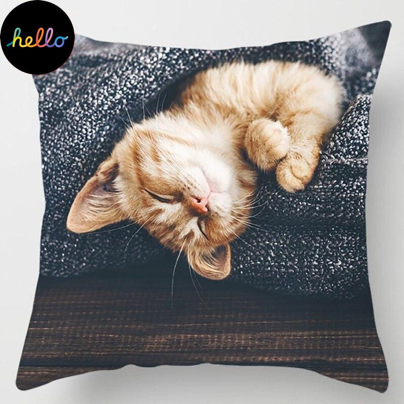 18 Inch Cat Collection Pillowcase Home and Office Decor Square Pillowcase