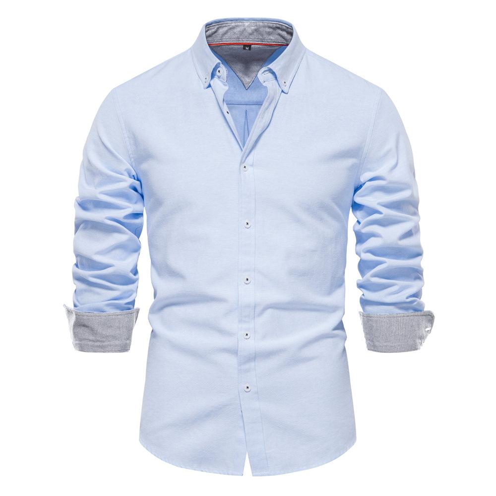 Frühlings Baumwollmischung Herren Oxfordhemd Langarm Button-Down Gesellschaftliche Business Casual Hemden für Herren