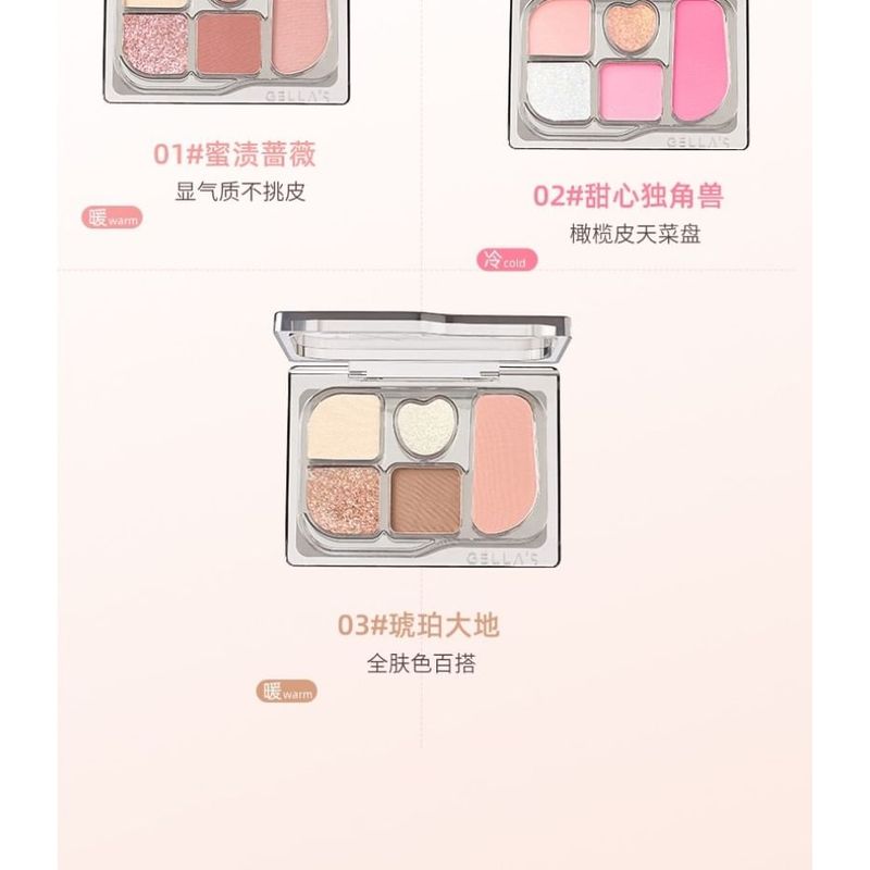 GELLA'S - Fresh Oxygen Light Tone 5-Color Eyeshadow Palette - 3 Types