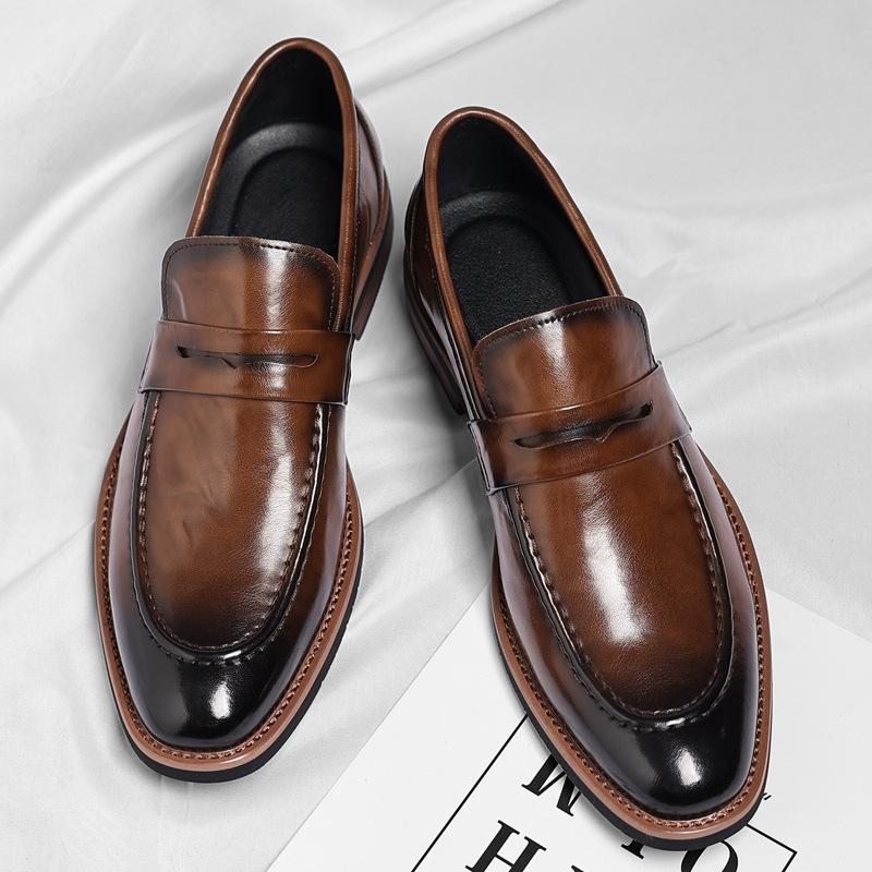 Single shoes, leather shoes, leather shoes, men's business Wenzhou 2025 European version, suit, large size, pointed head, one piece, Oxford shoes.