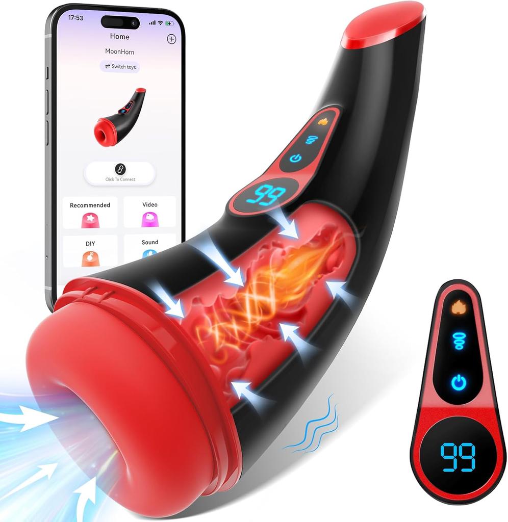 Male Masturbator Sex Toys for Men Adult Blowjob Masturbators Penis Pump with 9 Sucking & Vibrating Modes, 3D Textured Sleeve Heating Mens Toy Stroker