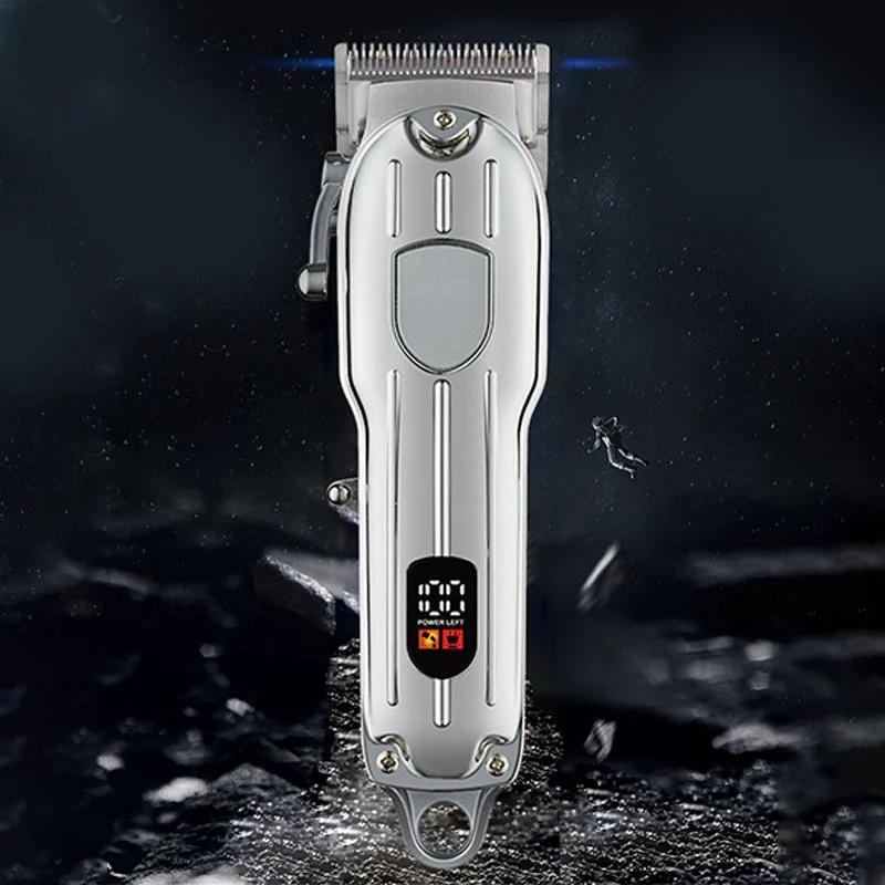 Rechargeable Electric Hair Clipper Powerful Long-Lasting Metal Display Hair Trimmer Professional Shaving Machine Men's Grooming