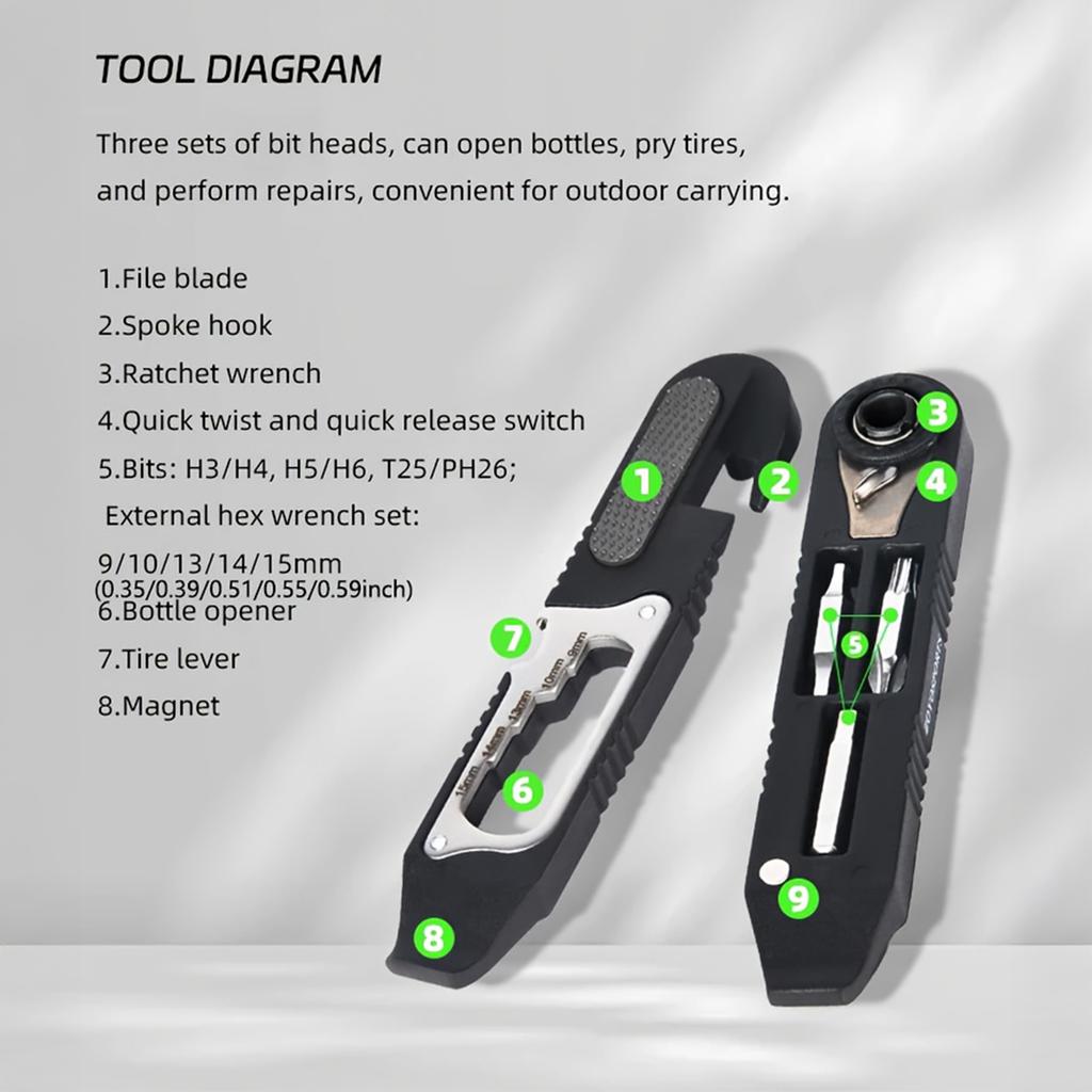 1pcs Multifunctional Bicycle Repair Tool Kit Tire Lever File Hex Wrench Set for Bike Maintenance and Cycling Gear