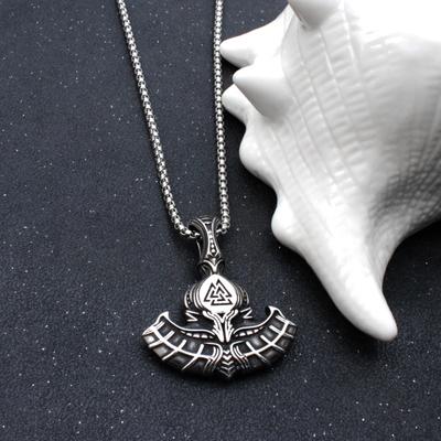 Viking Torto Ax Celtic Wolf Titanium Steel Pendant Necklace Men's European and American Necklace