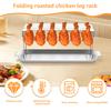 Chicken Leg Rack for Grill 12 Slots Stainless Steel Chicken Wing Rack with Drip Trays Folding Chicken Drumstick Racks for Picnic