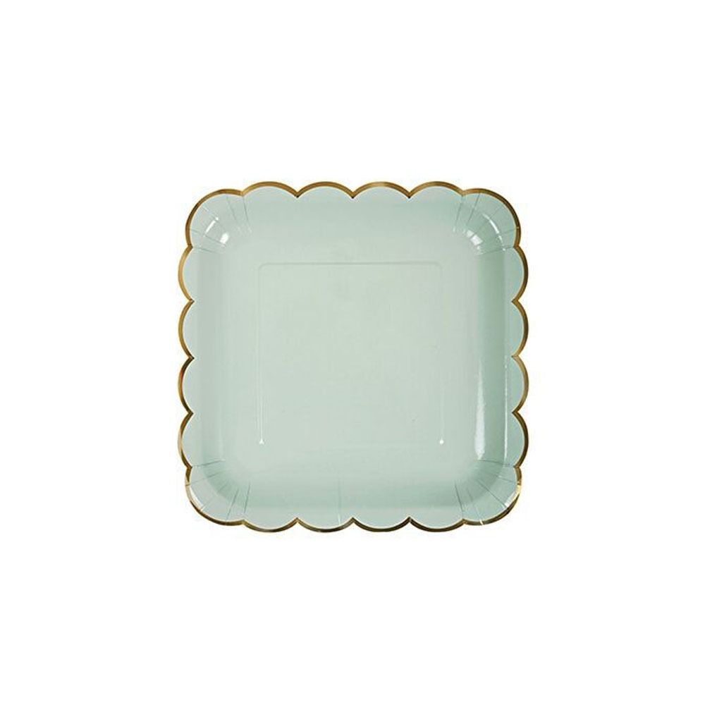 

Набор праздничной посуды конфетных цветов Бумажные тарелки с горячим тиснением фольгой Детский праздник green-23cm-10pcs square