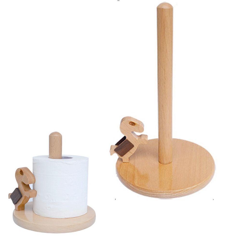 Durable Creative Kitchen Tissue Holder Solid Wood Wooden Paper Roll Stand  Table Top