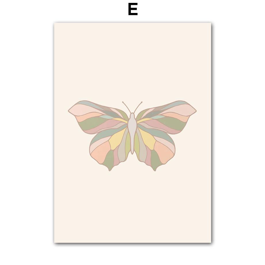 Flowers Coral Butterfly Shapes Abstract Wall Art Canvas Painting Nordic Posters And Prints Wall Pictures For Living Room Decor