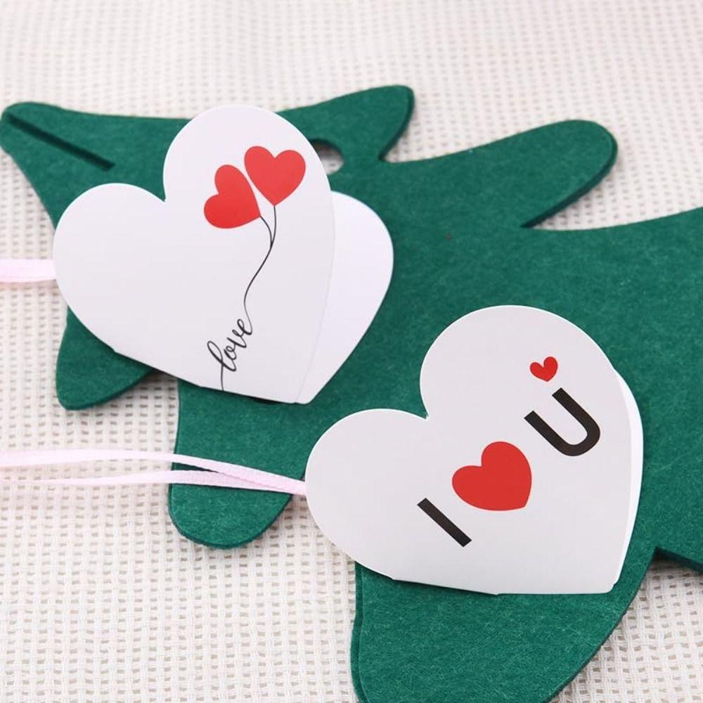 60Pcs White Heart Valentines Day Gifts Tags Gold Lanyard Handwritten Style Valentines Hanging Decorations Small Cards
