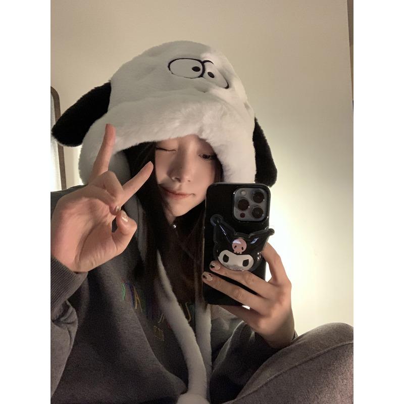 

Super Cute Puppy Hat for Women Plus Size Winter Warm Cycling Ear Protection Cartoon Plush Hat Lei Feng Hat One size