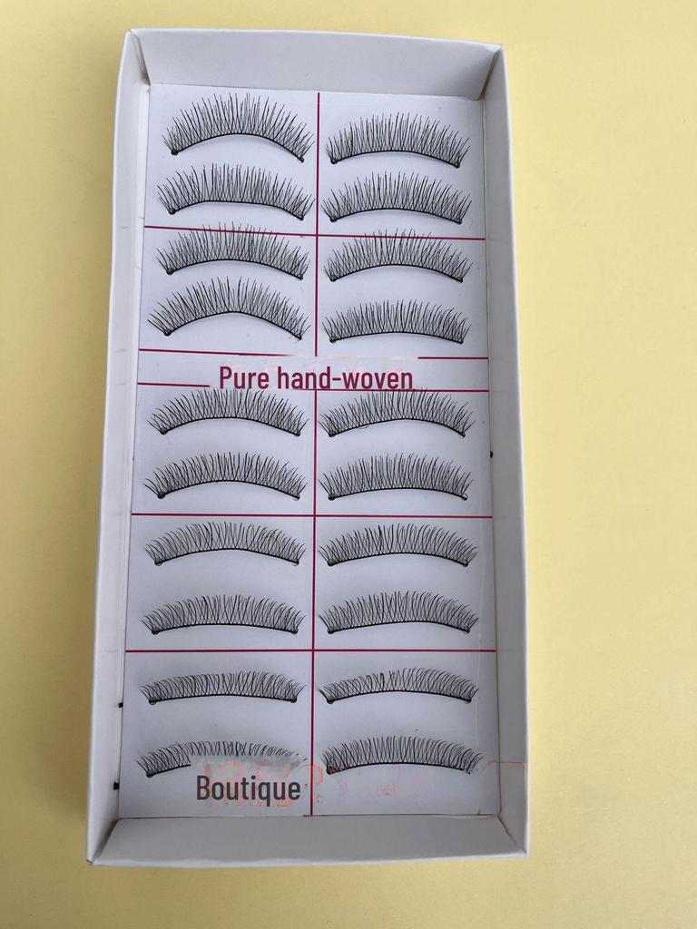 217 handgefertigte falsche Wimpern – 10 Paar im natürlichen Stil, gekreuzter Baumwollstiel für Bühnen-Make-up