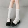 Simple Pearl Knee High Socks Cotton Calf Socks Sweet Knee High Stockings Lolitas Princess Socks for Womens Girls Gifts