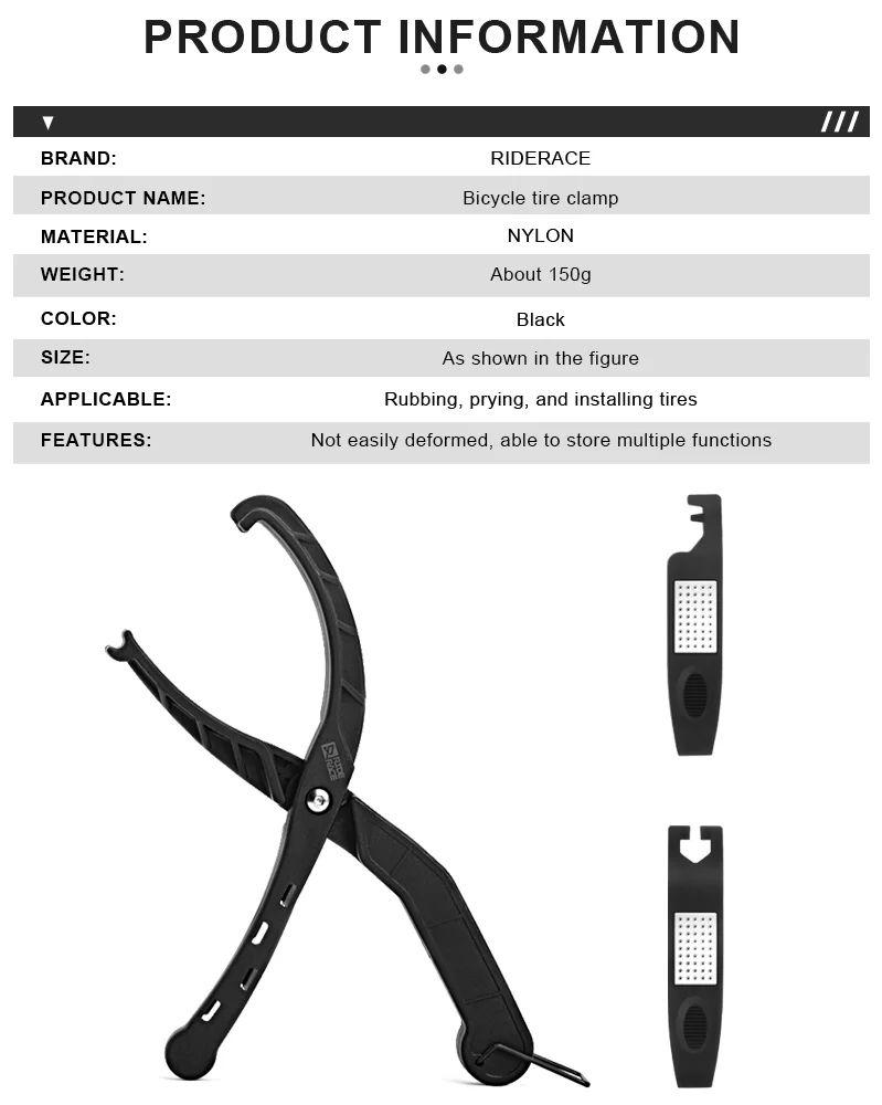 RIDERACE Bicycle Tire Lever Bead Tool For Hand Install Removal Clamp MTB Bike Tyre Remover Pliers Road Cycling Tire Repair Tools