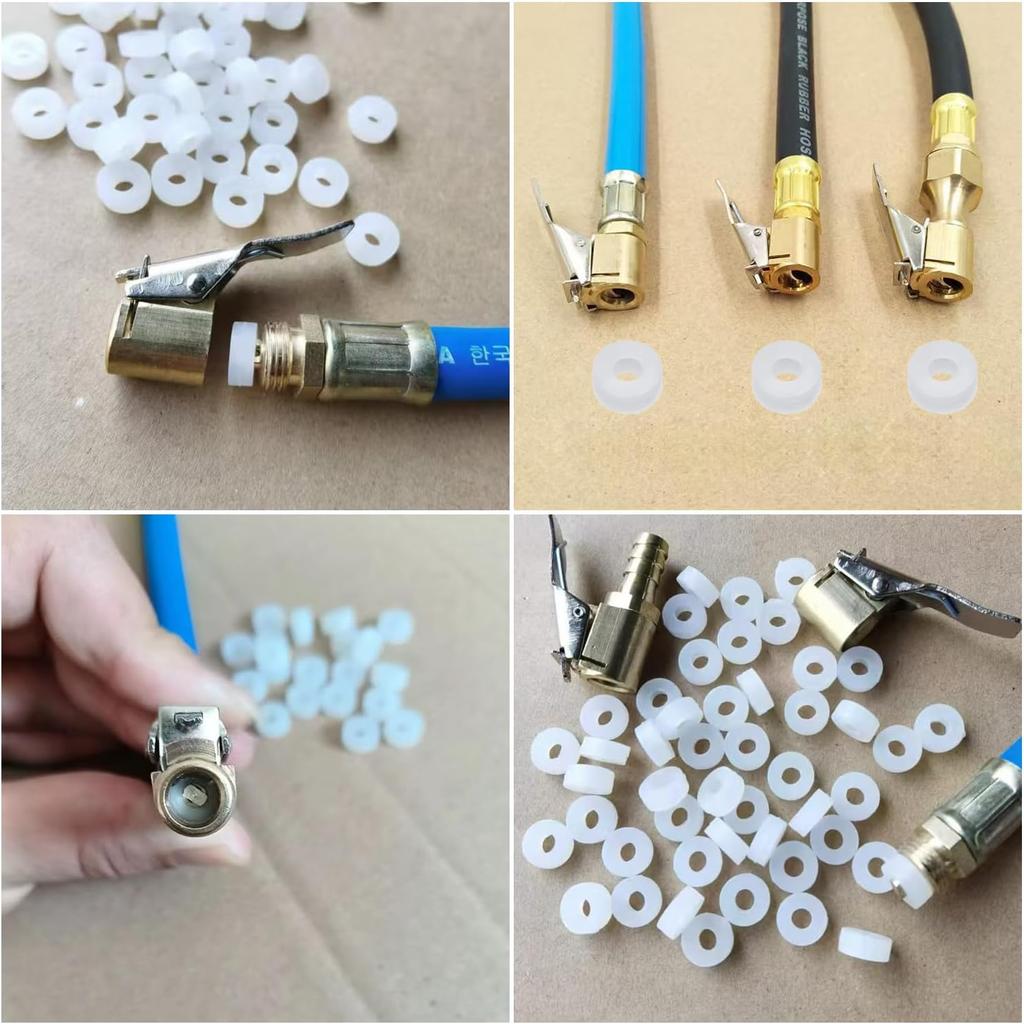 25 Pack Tire Air Chuck Sealing Gasket Replacement Rubber O Ring Pad Seals Washer for Tire Air Chucks with Clip Tire Inflator Nozzle Adapter Electric