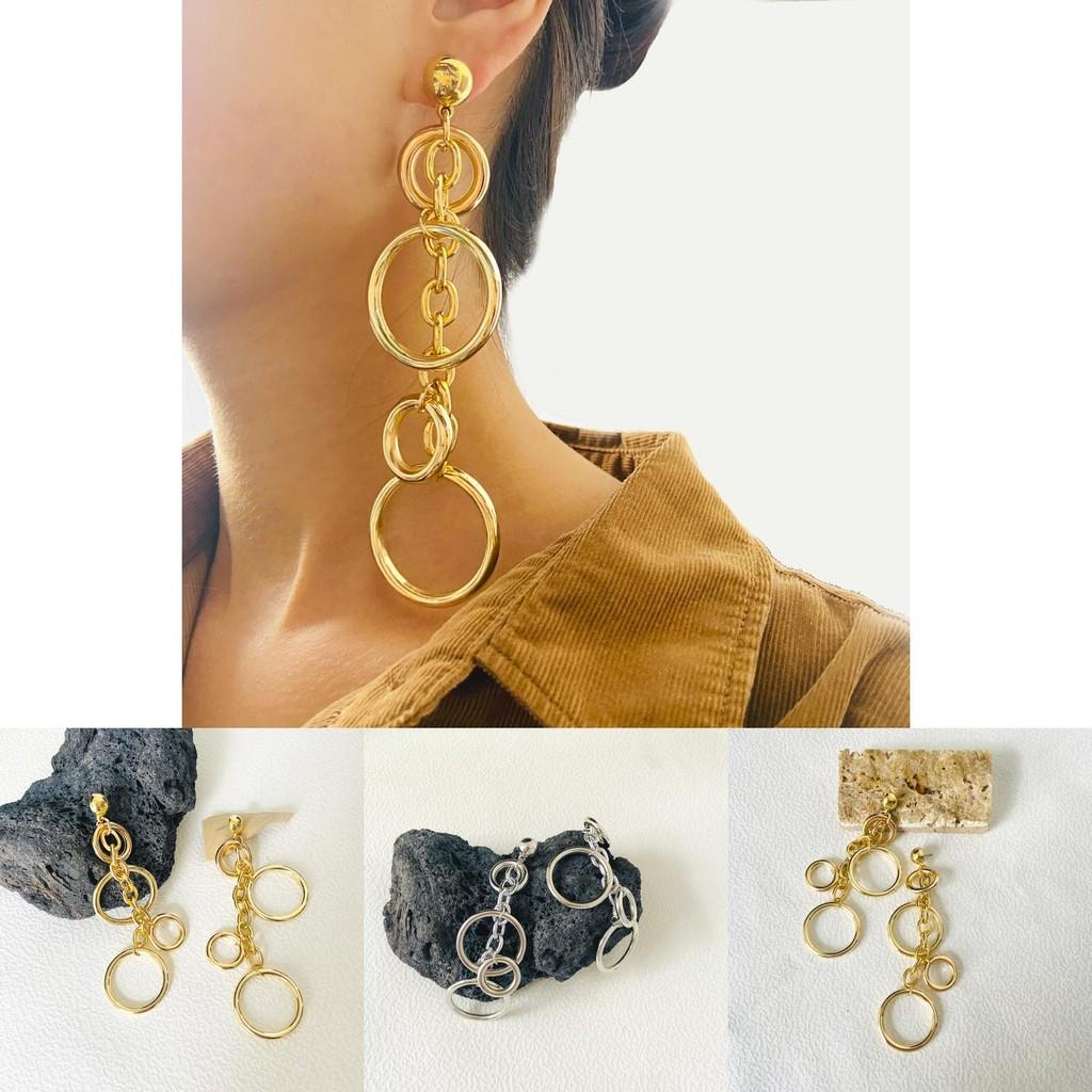 Elegant 2023 Summer Vintage Alloy Long Circle Earrings For Women Fashionable Geometric Design