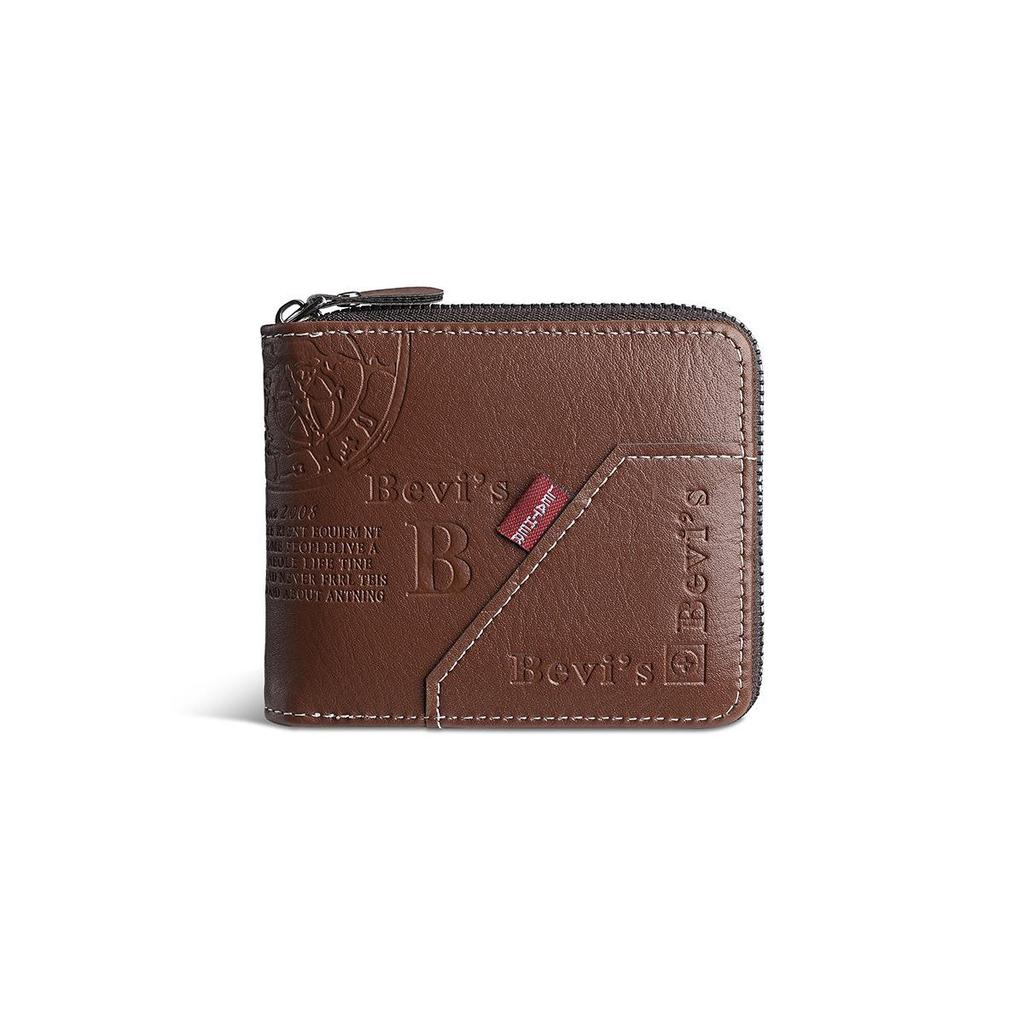 Men's Retro Trendy Zipper Wallet - European/American Style, Large Capacity, Short Length