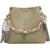 Elegant Bucket Bag with Adjustable Strap, Golden-Tone Zipper Closure & Decorative Chain Strap, Minimalist Style for Women, Versatile Bag
