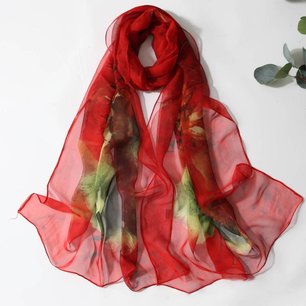 Floral Printing Thin Scarf Sun Protection Wrap Headscarf  for Beach and Sun Protection