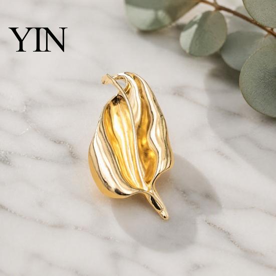 Clothing Brooch Irregular Leaf Alloy Pin, Silver Golden Plated Leaves Lightweight Metal Pin Lapel Jewelry Accessory for Women Men Shirt