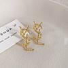 European and American metal wind hollow flower fishtail pearl earrings exaggerated temperament earrings heavy industry earrings