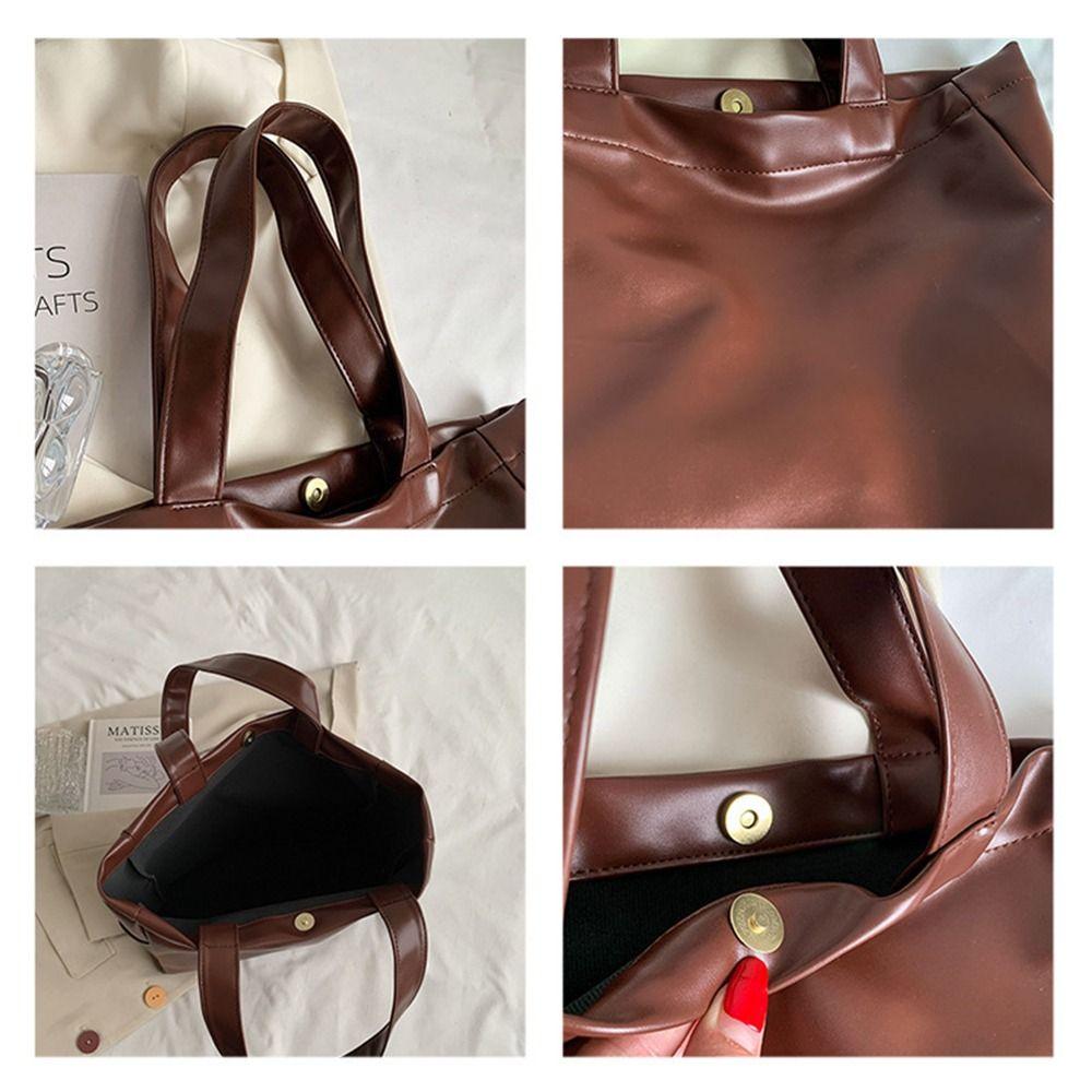 Vertical Square Large Capacity Handbag Magnetic Buckle Women's Commute Bag  College Student