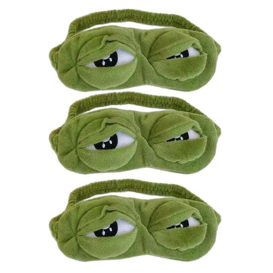 Funny Sad Frog Eye Mask Soft Plush Frog Blindfold Light-Blocking Breathable Sleep Mask for Travel Office Home Novelty