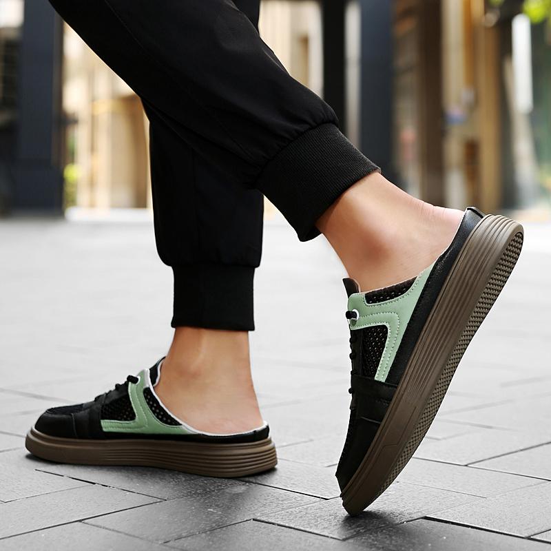 Fashion Fashionable New Men's High-quality Summer Breathable Half Slippers Trendy Men's Outdoor Casual Shoes Party Travel Stroll Shoes