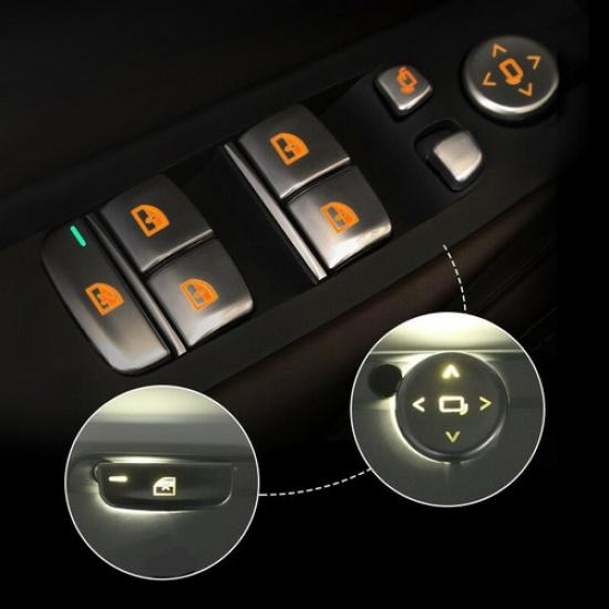 13pcs Silver ABS Car Door Window Glass Lift Button Cover For BMW 5 G30 2018-