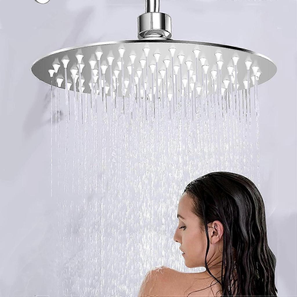New ModelsRainfall Shower Head, 20cm Round 304 Stainless Steel Shower Head With Anti-blocking Silica Gel