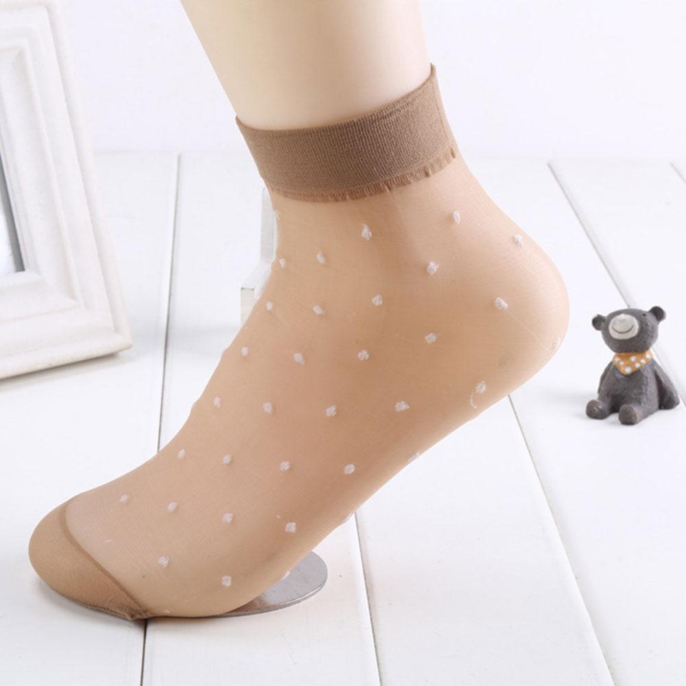 5/10 Pairs Dot Seide Socken Frauen Transparent Dünne Atmungsaktive Sommer Nylon Kurze Weibliche Non-Slip Stretch Knöchel Sexy Socke