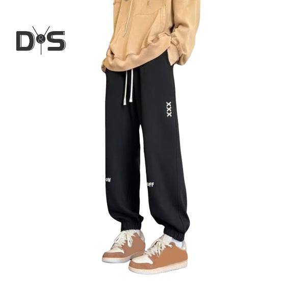 

Весна Осень Мужские Спортивные Штаны Свободные Эластичные Брюки с Завязками На Талии Карманы С Вышитыми Буквами На Щиколотках Спортивные Штаны Повседневная Одежда M чёрный