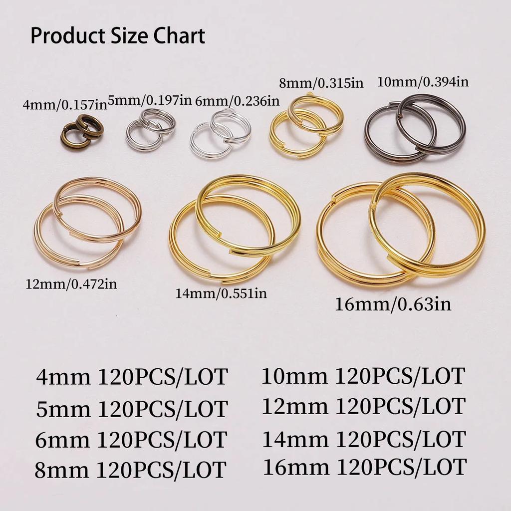 120pcs/lot 4 6 8 10 12 Mm Open Jump Rings Double Loops Split Rings Connectors For Jewelry Making Supplies DiY